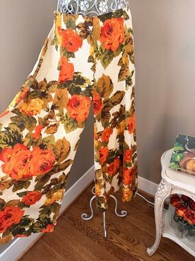 Sézane Taormina Linen Floral Palazzo Pants Size 2.